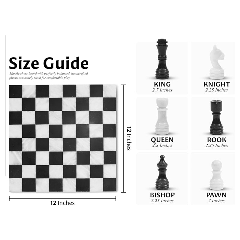 12 Inches Black & White Borderless Chess Set