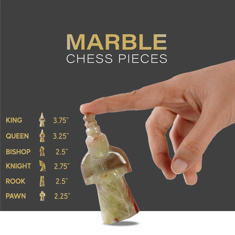 15 Inches White And Green Signature Premium Quality Marble Chess Set