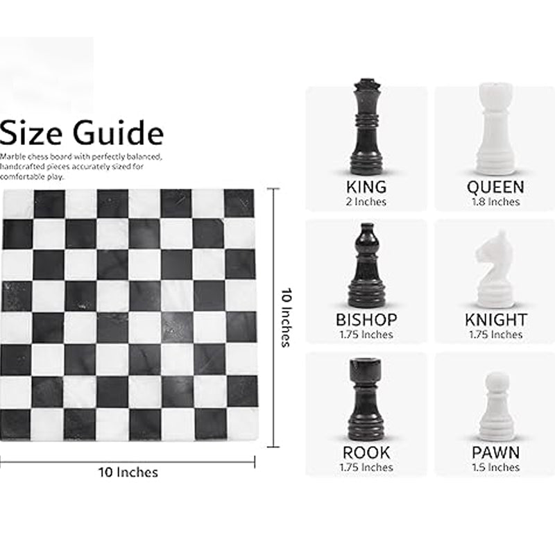 10 Inches Black & White Borderless Chess Set