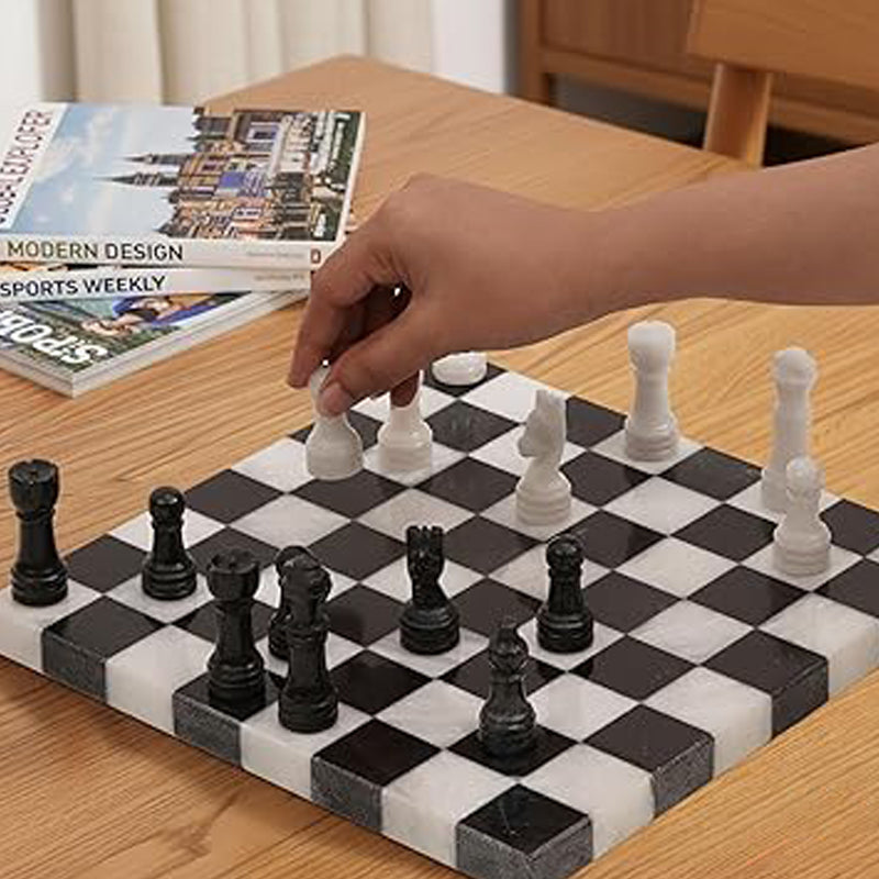 10 Inches Black & White Borderless Chess Set