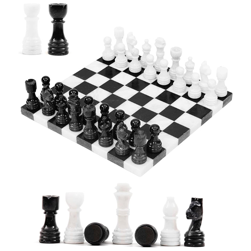 12 Inches Black & White Borderless Chess Set