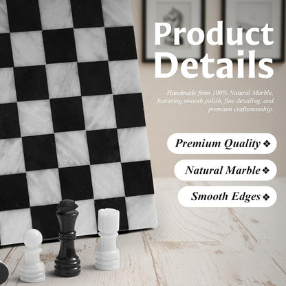 12 Inches Black & White Borderless Chess Set